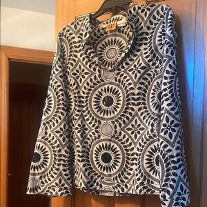 Tory Burch Black and White Patterned Top